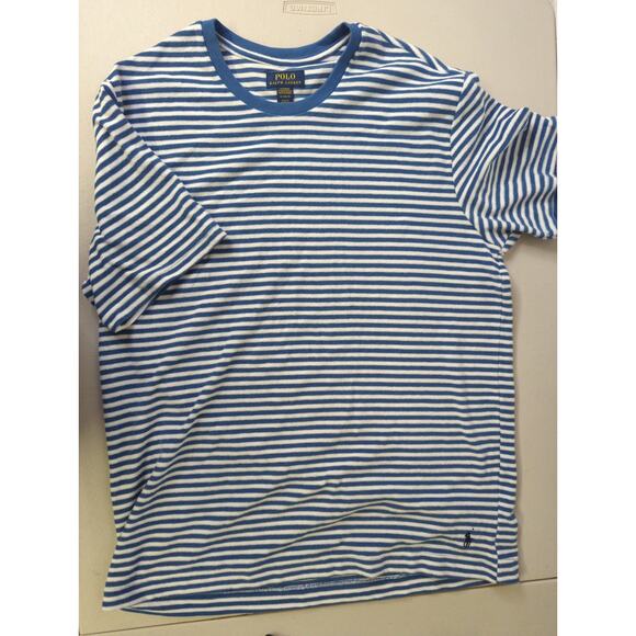 New NWT Ralph Lauren sz XL blue white stripes sleepwear striped short sleeve tee - Picture 4 of 4
